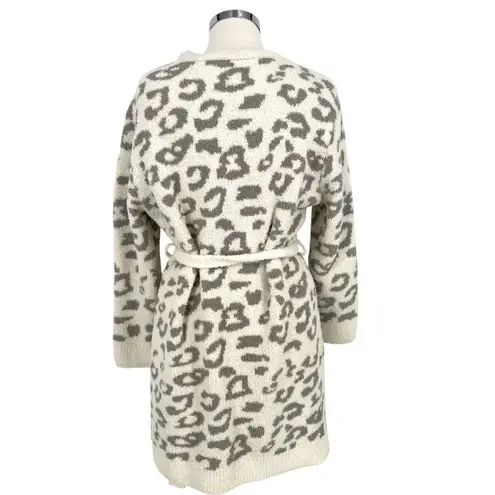 Comfyluxe Leopard Print Luxury Soft Robe Cream Ivory Gray One Size NWT