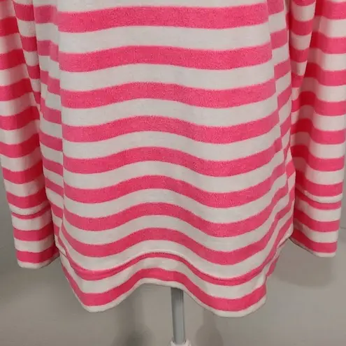 Telluride Pink and White Stripe Fleece Pullover Size Medium Comfy Pink Fleece