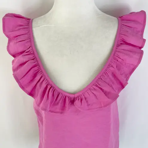 VERO MODA New Ruffle Trim V-Neck Tank Top Queeny Phlox Pink Size XS