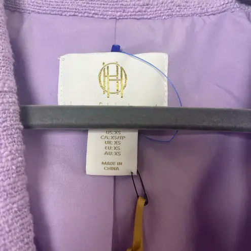 NWT House of Harlow 1960 Revolve Purple Tweed Cropped Blazer Jacket Size XS