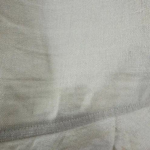 For Cynthia Cream Elastic Waistband Frayed Hem A-Line Linen Skirt Size Large