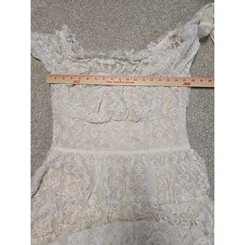 Tadashi Shoji Women Jacquin Off Shoulder Lace Tiered Bell Sleeve Dress Sz 12 NWT