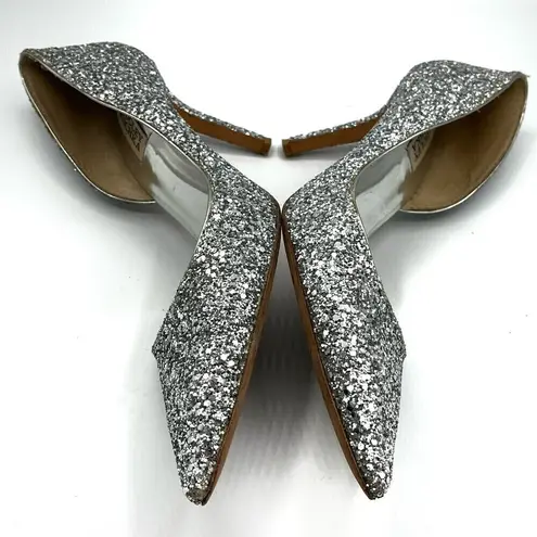 Badgley Mischka Daisy II Glitter Heels Women’s Size 6 Gray Stiletto Pointed Toe