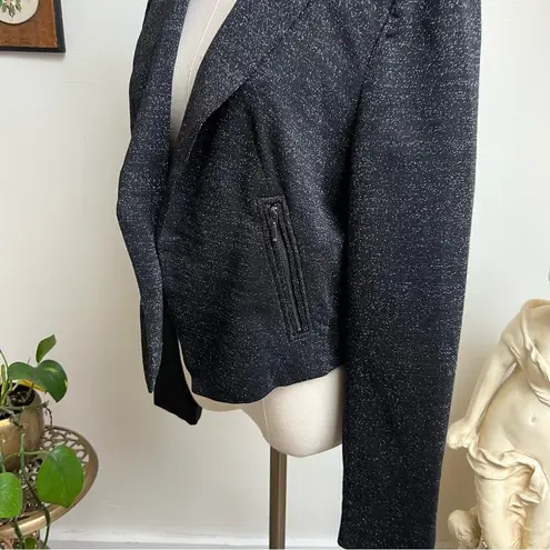 Vivienne Tam Metallic Black Moto Blazer Jacket Medium