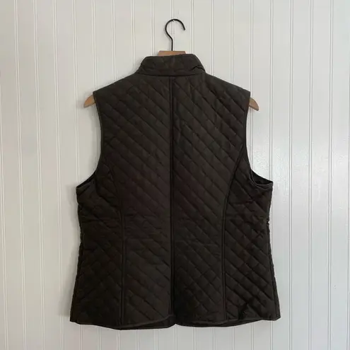 G.H. BASS Quilted Snap Front Collared Equestrian Outdoor Vest Olive Green Size L Size L