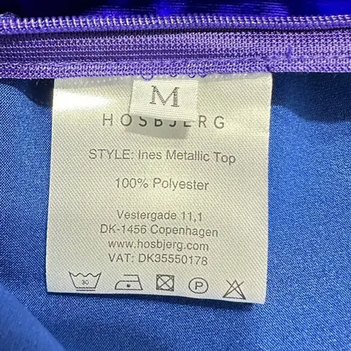 Hosbjerg Ines Tube Top Women's Medium Electric Blue Metallic Strapless Cropped