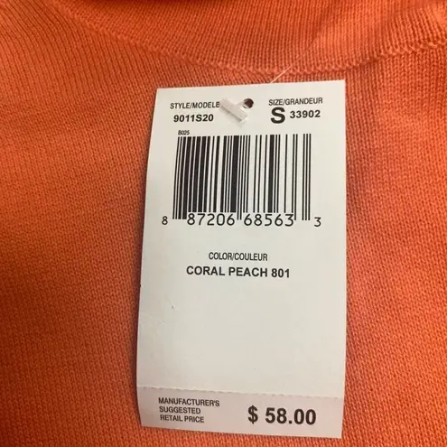 Jeanne pierre Women’s Coral Peach Lightweight Cowl Neck Sweater Top Size Small