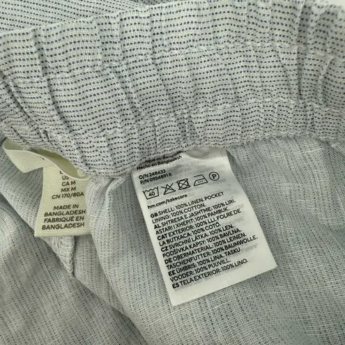 H&M  Pants Size Medium 100% Linen Pull-On Stripe Drawstring Casual Lightweight