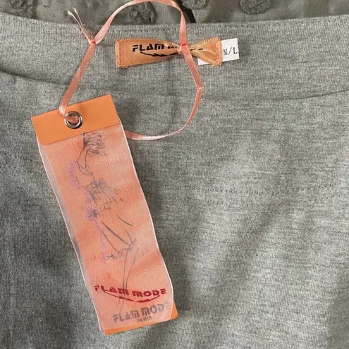 Flam Mode Paris Gray Corset Front Tie Shirt Size Medium/Large