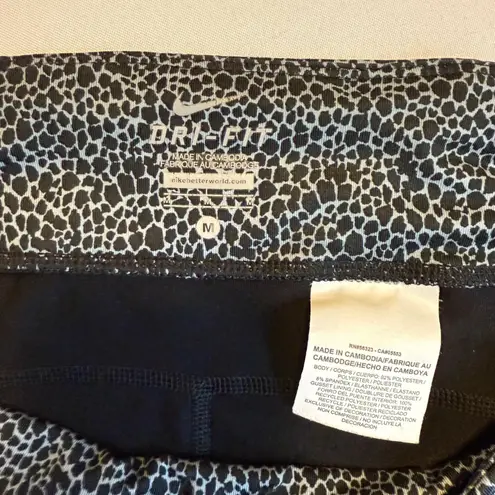 Nike  Dri FIT Women's Black Running Crops Leopard Print Athletic Leggings M #