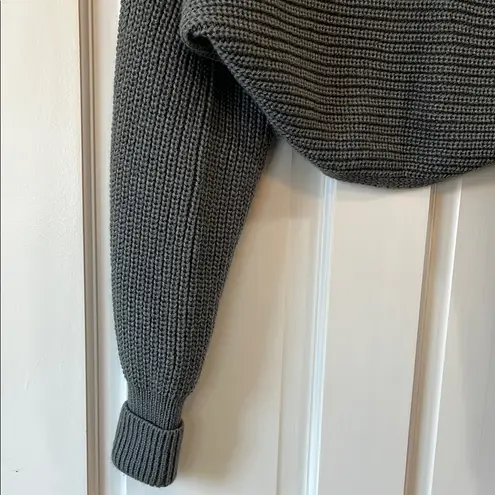 Echo Gray Chunky Knit Open Front Bolero Shrug with Long Sleeves