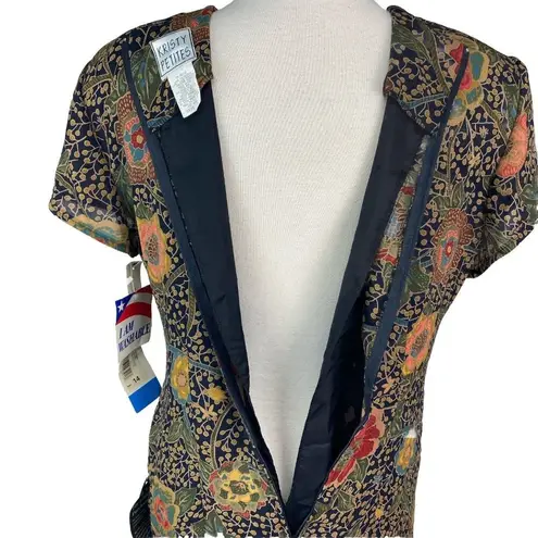 Vtg 90s Kristy Michaels 14 Petite Floral Midi Dress NWT Made in the USA Brown