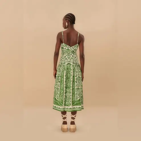Farm Rio Green Delicate Tapestry Euroflax™ Premium Linen Midi Dress,Medium, $265
