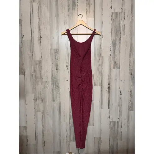Rose Textured Honeycomb Jumpsuit S/M Red