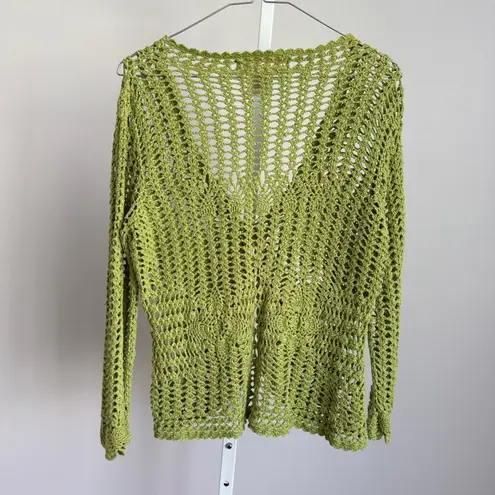 Isabella Rodriguez VTG Crochet Knit Y2K cottagecore Cardigan Green sweater sz S