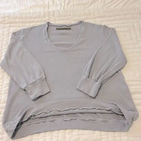 Enza Costa Oversized Slouchy Ribbed Long Sleeve Lounge Sweater Large Gray Blue