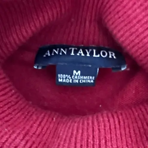 Ann Taylor  Cashmere Turtleneck Sweater 3/4 Sleeve Red Size M