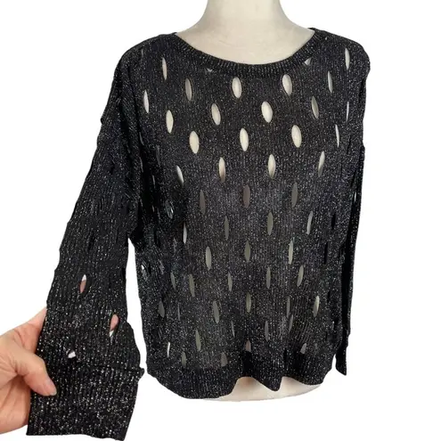 Generation Love Metallic Shimmer Glitter Cut Out Pullover Sweater Jumper XS/S