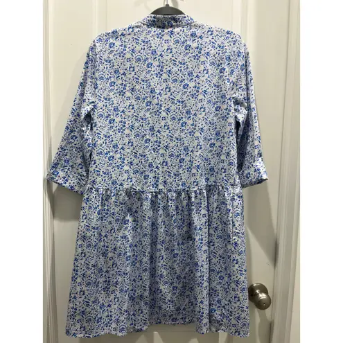 Tuckernuck Blue Floral Classic Ditsy Bluebell Calico Shirt Dress Sz M