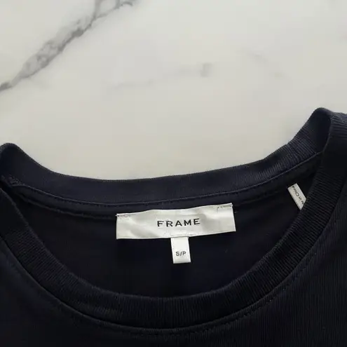 Frame Asymmetric Tiered Midi Dress Gathered Organic Cotton Knit Blue Size S Chic