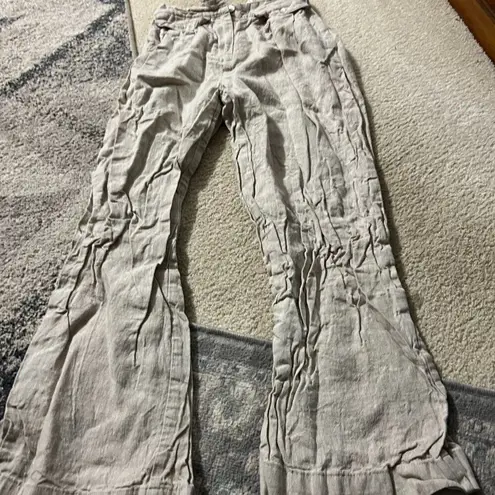 SOVERE | Instance Linen Straight Leg High Waisted Trousers Pants Natural S