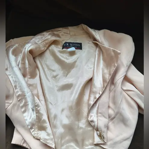 J.R. Nite By Caliendo Peach Delicate Vintage Midi Dress Jacket Set. Sz 14