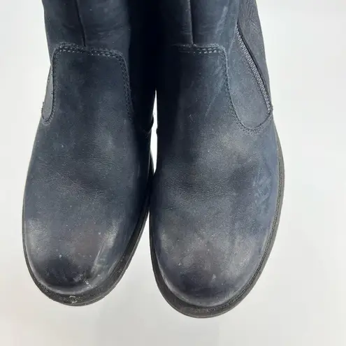 Earth Jordan Zip Ankle Boots Womens Size 9 B navy blue Burnished Suede Leather