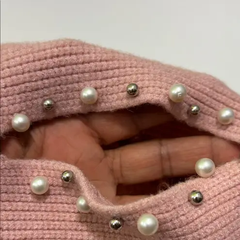 Commonwealth Pink Sweater with Pearl Accents Size L