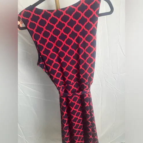 Stitch Fix 41 Hawthorn Kassidy Faux Wrap Navy Pink Quatrefoil Print Dress Large