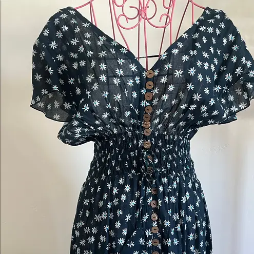 Tiare Hawaii Blue navy floral maxi dress