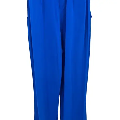 Karina Grimaldi Silvia Solid Jumpsuit Sleeveless Open Back Blue Size Small