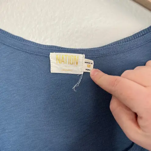 Nation Ltd Womens Thea Sweetheart puff sleeve Blue Smocked Waist Maxi Dress M