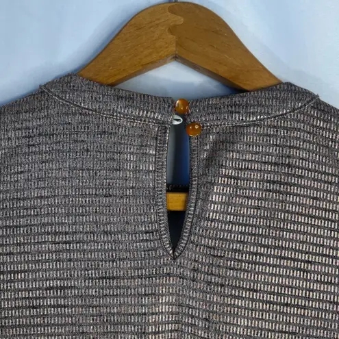 By & By Scrunched Waist Metallic Shimmer Keyhole Neckline Top Size Small Brown