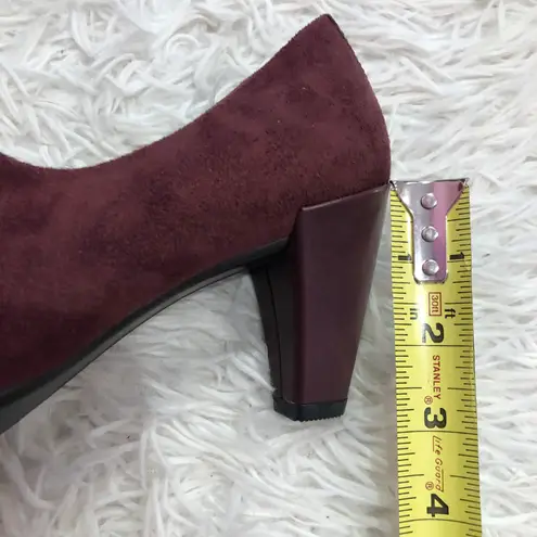 Ecco Plateau Shootie Leather Suede Heels Burgundy Red 37 EU