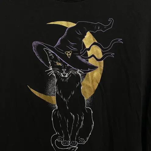 Halloween Celebrate Black Cat Witch Moon Long Sleeve Shirt Large
