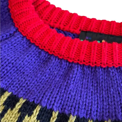 80’s RETRO Chunky knit Red and Purple Sweater by PASTA Size medium