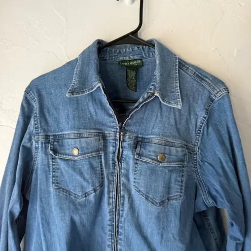 Lauren Jeans Co. Vintage Denim Jean Jacket Full Zip Up Long Sleeve Westerm Women Blue Size M