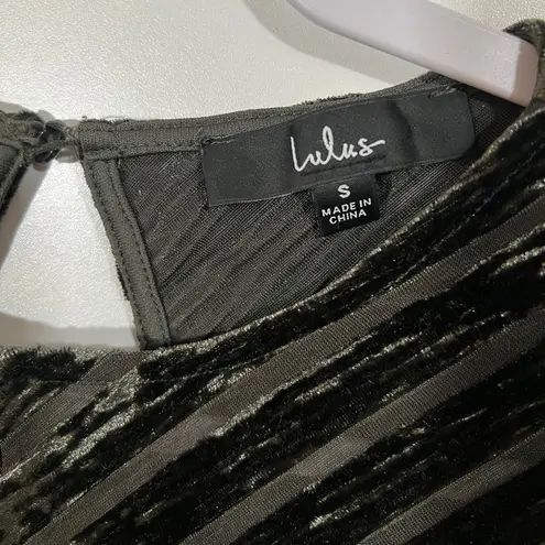 Save the Date Olive Green Velvet Striped Long Sleeve Bodysuit Size Small