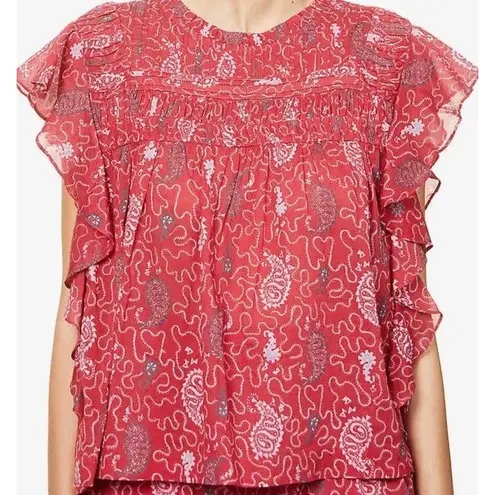 Isabel Marant Etoile Layona Floral Print Ruffled Cotton Flounce Blouse Size 36