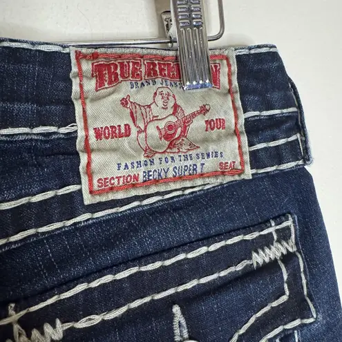 True Religion  Jeans Womens 29 Becky Super T Bootcut Made USA white Thick Stitch