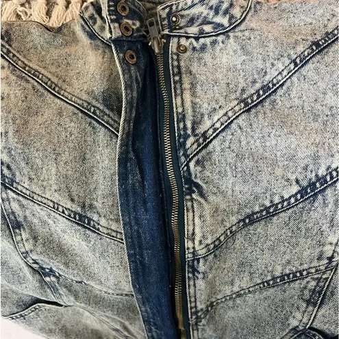 Bergamo Acid Washed Denim Blue Jean Jacket Womens Large 100% Cotton