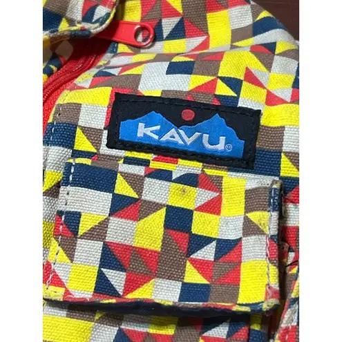 KAVU Rope Sling Bag With Geometric Pattern & Adjustable Strap Purse 17" x 11"