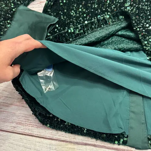 J. McLaughlin Barrett Sequin Shirt Emerald Green Velvet Satin Size Large NEW
