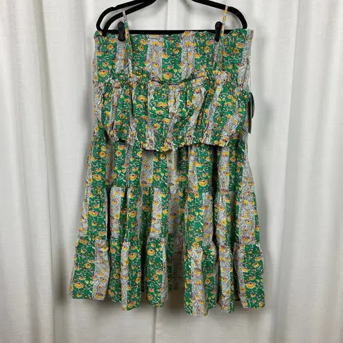 Target x Rhode Green Floral Cotton Two Piece Skirt&Crop Top Sz.XL NWT