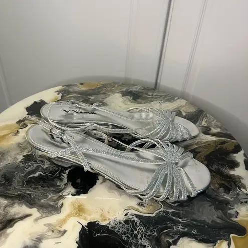 Nina Silver Glitter Slingback Kitten Heels