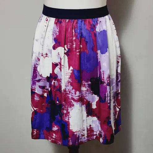 Joe Fresh Purple Pink Watercolor Floral Mini Skirt Size XL