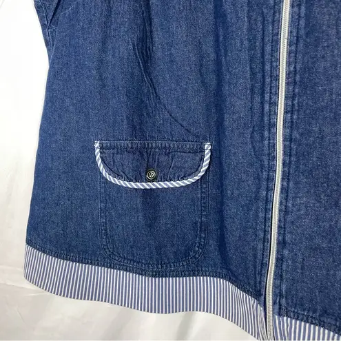 Allison Daley  II Denim Jean Full Zip Vest With Striped Trim Women’s Sz 22W