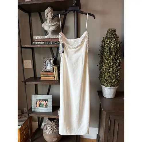 retrofete Abilene Beaded Off The Shoudler Maxi Dress White Womens Size Small