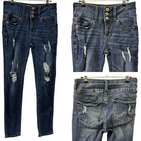 Song Curvy High Rise Skinny Ankle Stretch Denim Distressed Blue Jeans 5 or 27 Size undefined