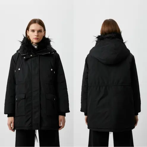 The Kooples NWT Memory Sweet Black Hooded Faux Fur Parka Women’s Size Small